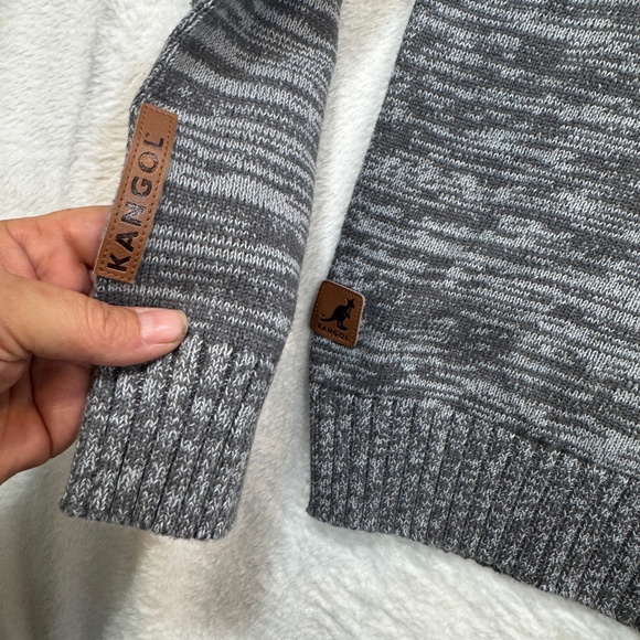 Kangol Sweater Mens Size Large Heathered Grey 1/4 Zip 100% Cotton Preppy - Picture 2 of 8